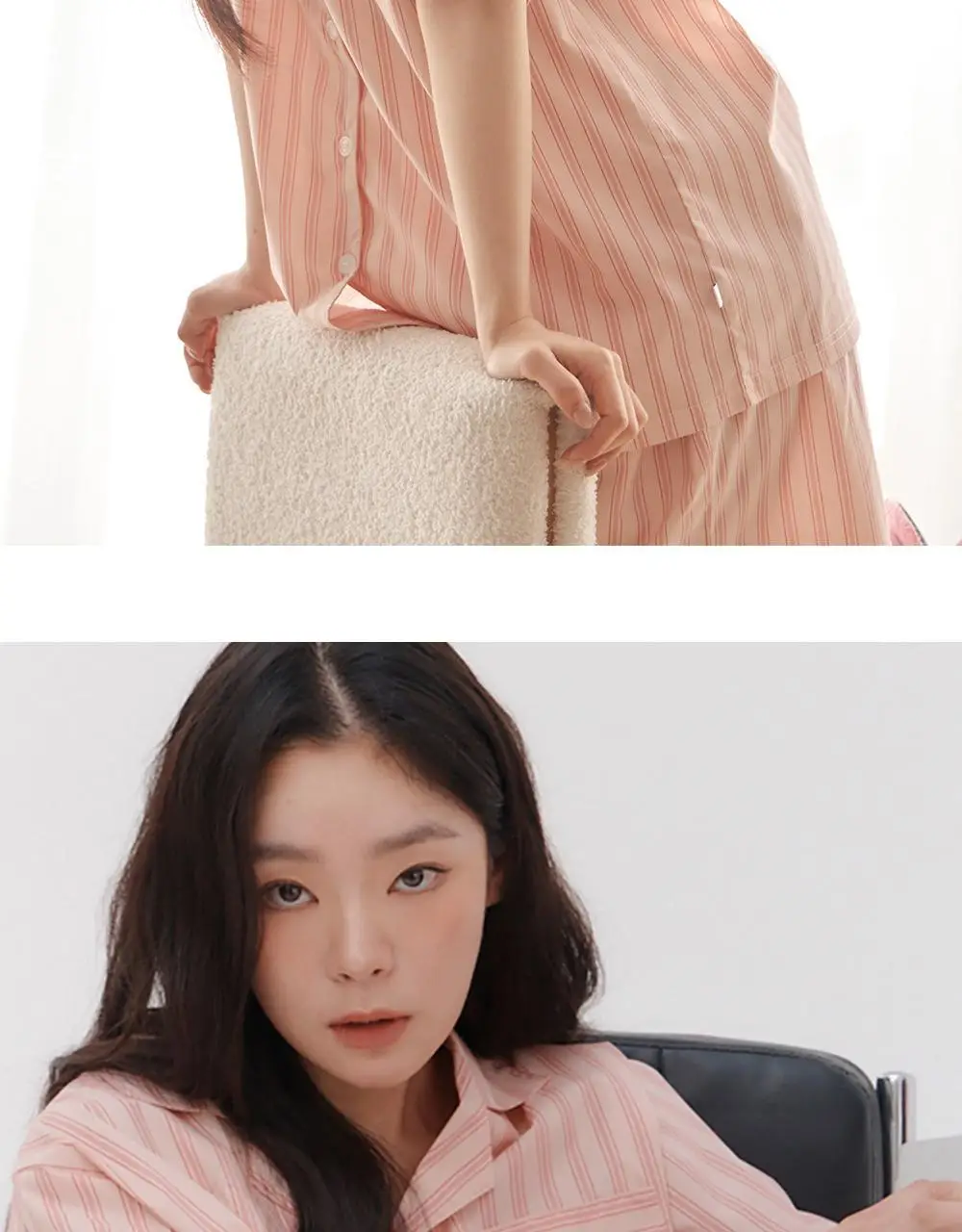 [곽민경 PICK] 오프아워 타이드리듬 글로시피치 반팔 잠옷 세트 (M / L / XL) 상세페이지 5